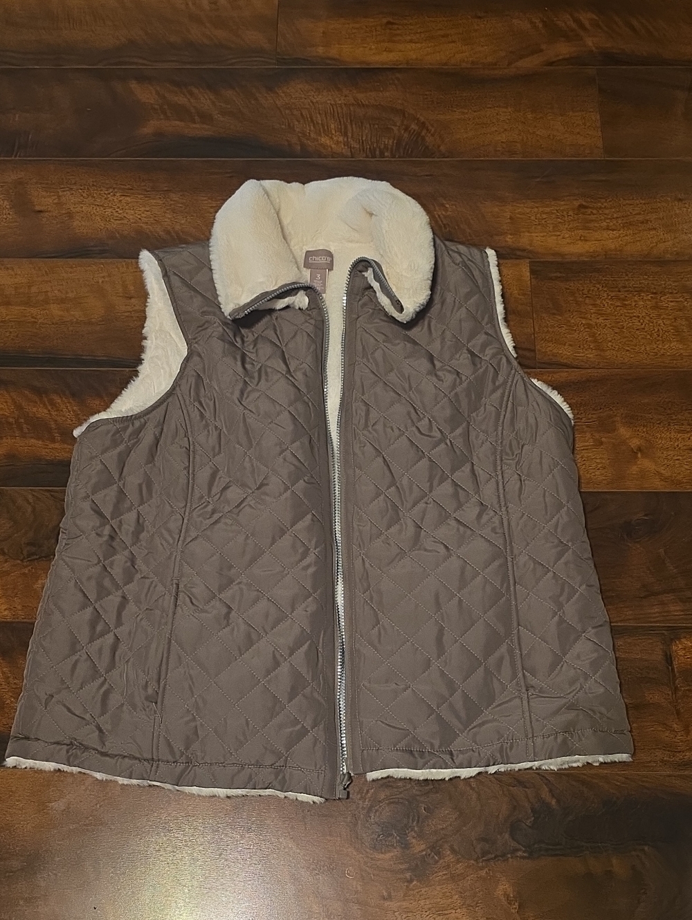 Chico's Jackets & Coats I Chicos Quilted Faux Fur Lined Vest | Color: Cream/Tan